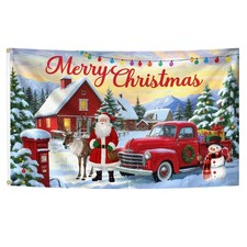 Merry Christmas Flag 3x5 Feet Santa Claus Snowman Polyester Outdoor Indoor Ha...