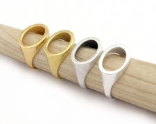 Open Oval Ring Adjustable Raw Brass-Shiny-Antique silver-Shiny gold 8us 5044