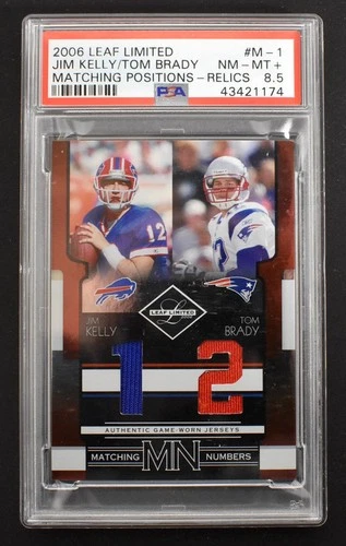 Tom Brady Jim Kelly 2006 Leaf Limited Matching Numbers Jersey Relic /100 PSA 8.5