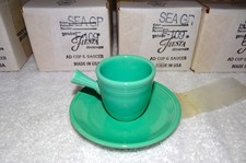 Fiesta Demitasse Stick Handle Cup Saucer Set Sea Mist Green