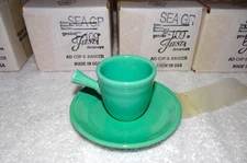 Fiesta Demitasse Stick Handle Cup Saucer Set Sea Mist Green
