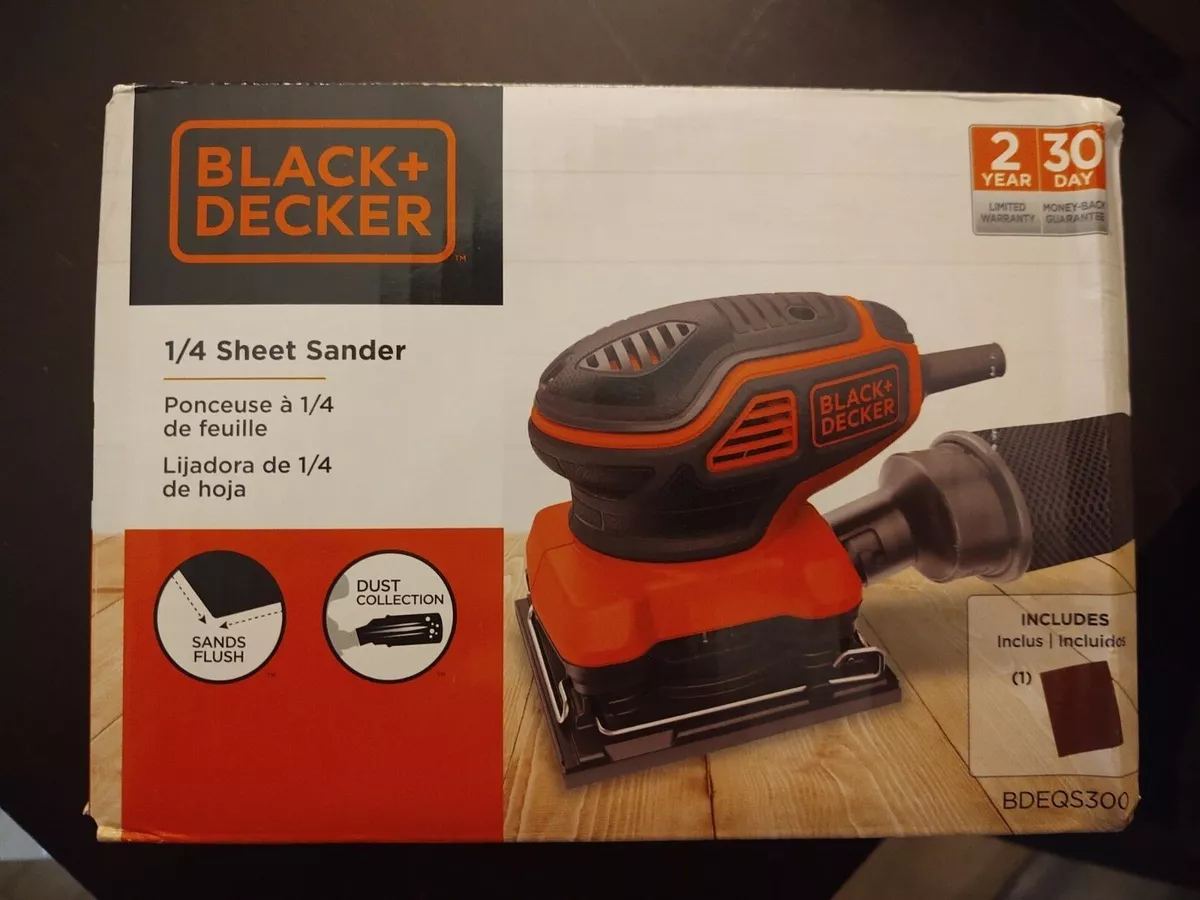 BLACK DECKER BDEQS300 Orbital Sander. open box but brand new shelf pull
