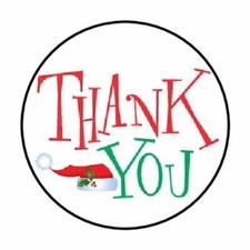 48 THANK YOU CHRISTMAS 2 ENVELOPE SEALS LABELS STICKERS 1.2" ROUND