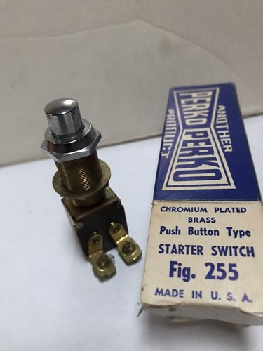 Vintage 50’s Perko NOS Chrome Brass Momentary Starter Switch Horn For Dash - Picture 10 of 12