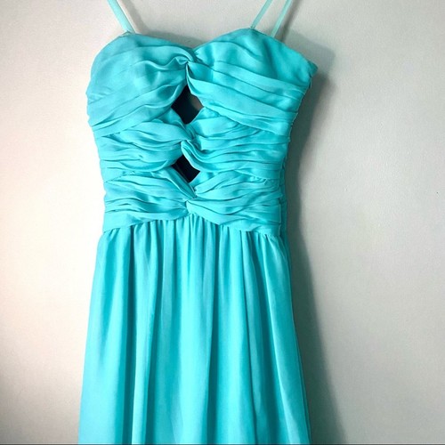 Adrianna Papell Hailey Gown Dress Women 2 Aquamarine Strapless Keyhole Evening   - Picture 4 of 7