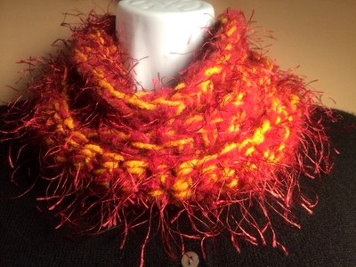 HandMade Infinity Circle Crochet Garnet and Gold Scarf! Soft Luscious Texture