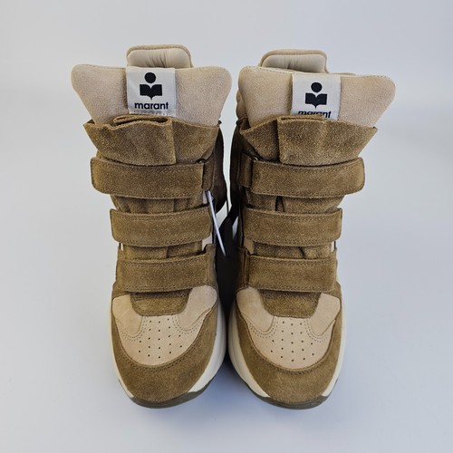 ISABEL MARANT Balskee $770 Toffee/Taupe Suede And Leather Wedge Sneakers New - 第 6/10 張圖片