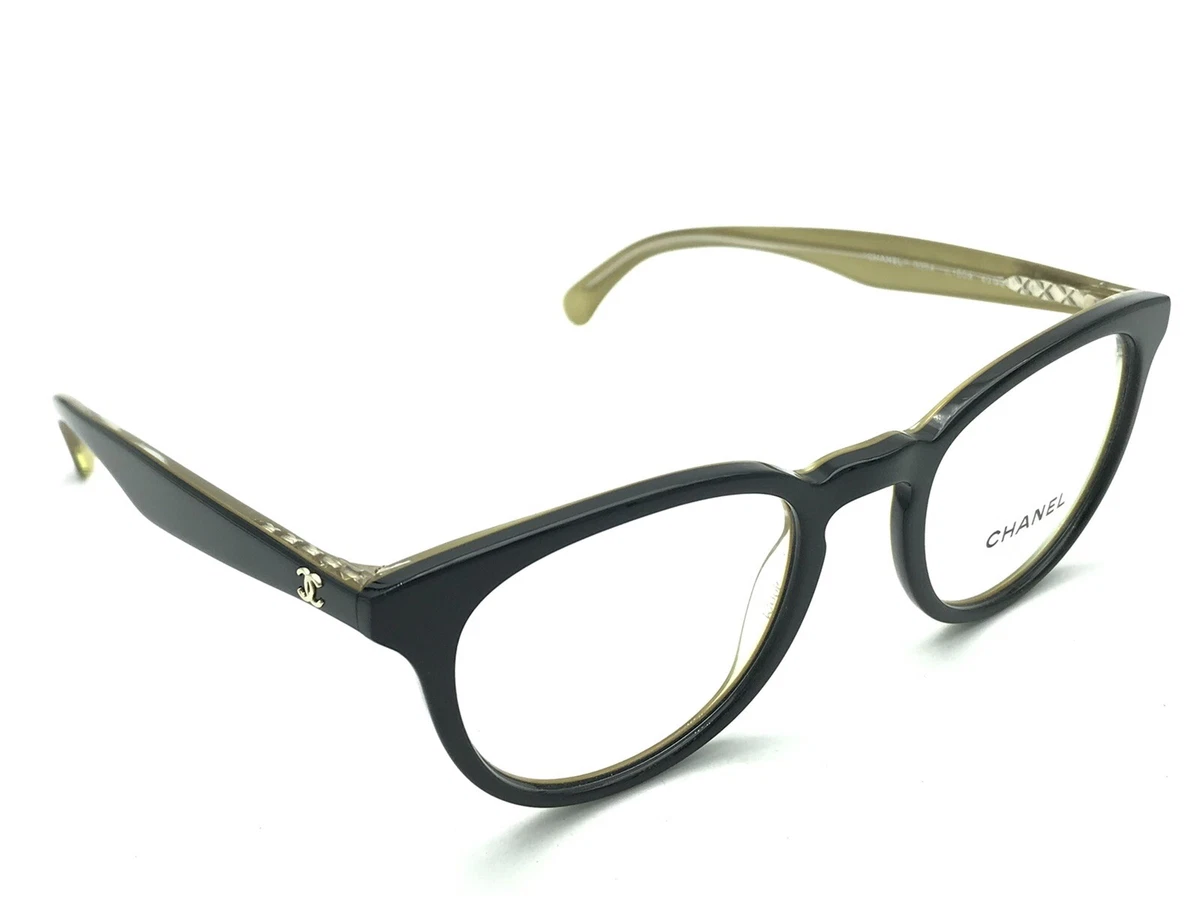 CHANEL 3364 c.1609 Women's Black Gold Round Eyeglasses 49-21