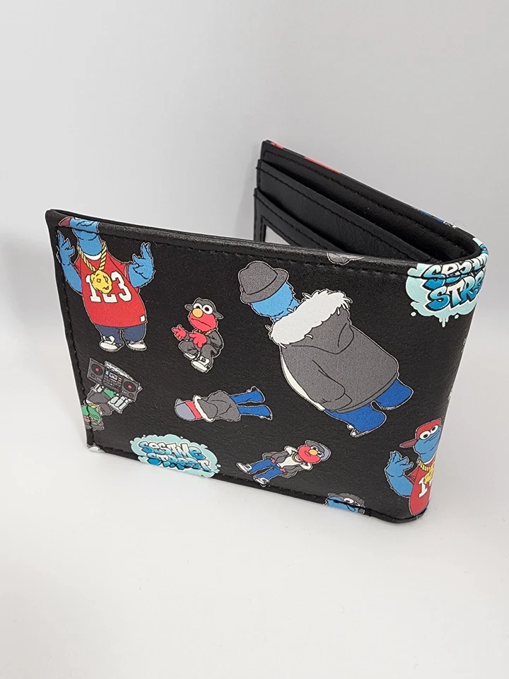 Sesame Street Hip Hop Elmo Cookie Monster Oscar Bi-Fold Wallet Faux Leather - Image 3 of 4