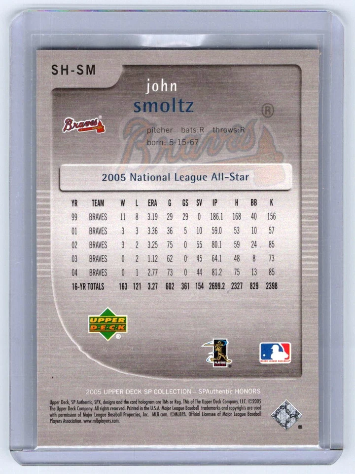 2005 SP Collection: SP Authentic Honors #SH-SM John Smoltz #/299 - Image 2 of 2