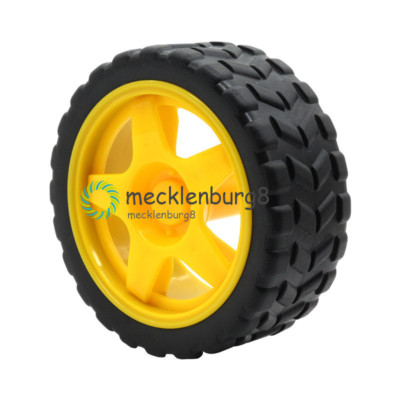 2-Pack Small Robot Car Wheels 65x26mm - Plastic Tires For Arduino Smart Car Models & DIY Robotics Projects