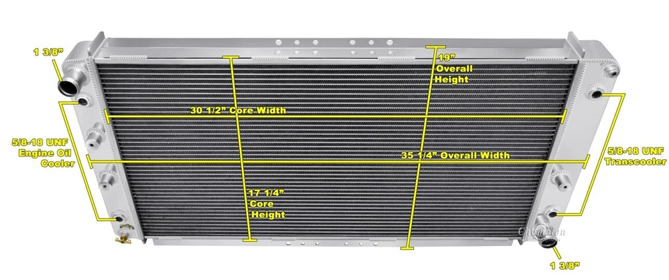 CHAMPION 3 ROW ALUMINUM RADIATOR 14" FANS 94 95 96 CHEVY IMPALA CAPRICE 5.7L - Image 3 of 4