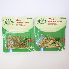 Lot of 2 75 Pack 150 1.5" Gold Christmas Ornament Hooks Holiday Living 0075669