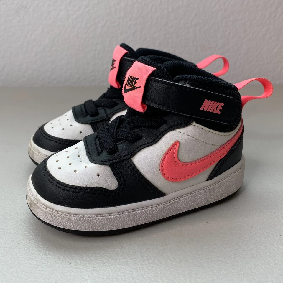 Size 5C - Nike Court Borough Mid 2 Black White Pink CD7784-005 Clean! Ships Fast - Image 2 of 4