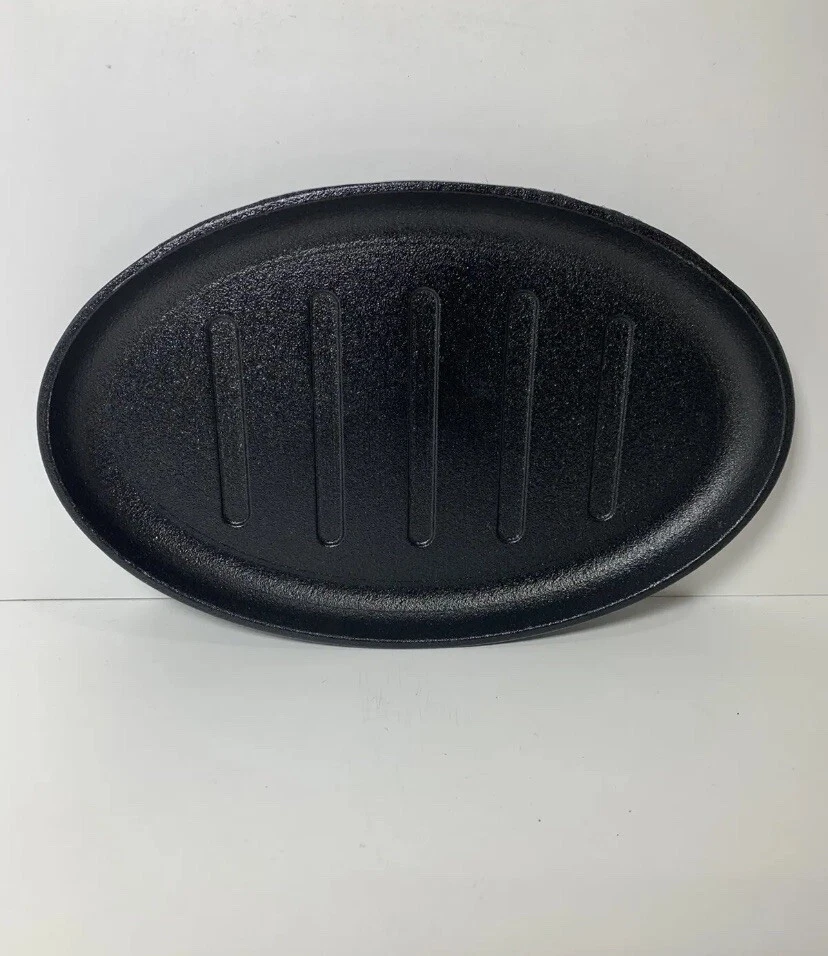 3 Pc Fajita Cast Iron Steak Plate Oval Hot Sizzler Serving Grill Platter 25x18cm - Image 4 of 4