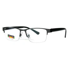 Mens Half Metal Rim Rectangular Multi 3 Power Focus Progressive Reading Glasses