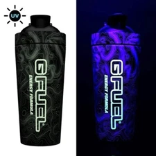 G Fuel Black Light Canteen Tall Metal Shaker Cup 24 oz + UV Black Light Keychain