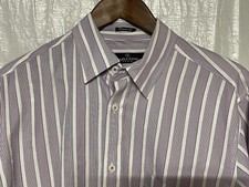 Bugatchi Men's Long Sleeve Classic Fit Purple Stripe Button Down Shirt L