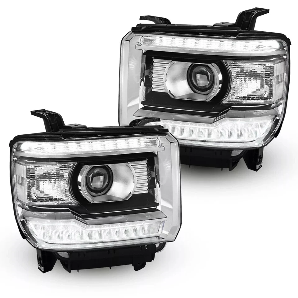 透明 OE 风格 LED DRL 车头灯适用于 2014 - 2018 年 GMC Sierra 1500 2500 3500 — 第 2/4 张图片