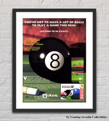 Virtual Pool 64 Nintendo 64 Glossy Promo Ad Poster Unframed G4539