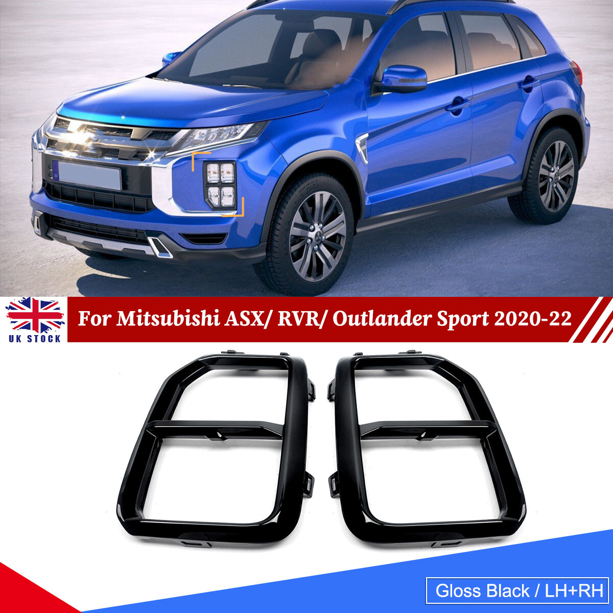 Fog Light Lamp Cover Trim Frame For Mitsubishi ASX RVR Outlander Sport 2020-2022