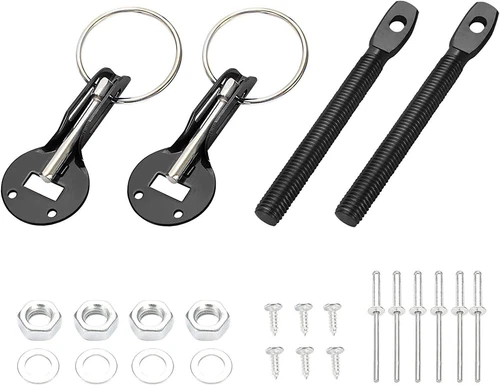 Pins Lock Alloy Steel Mount Bonnet Latch Kit Racing Car Universal Hood Pin  - Picture 4 of 22