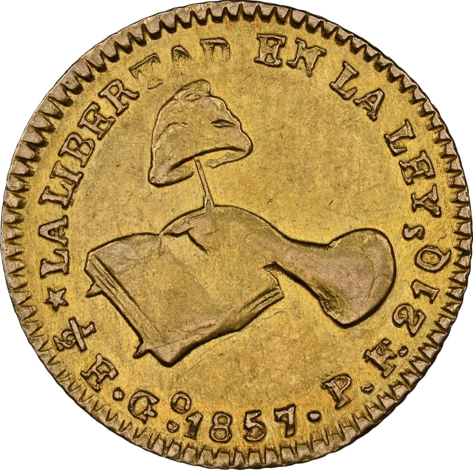 1857GO PF MEXICO 1/2 ESCUDO AU DETAILS “SPECIAL LABEL” - Image 2 of 4