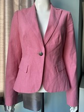 Orsay Pale Pink Linen Blend Ladies One-button Smart Jacket Size 32 (uk 4)