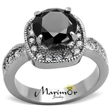 3Ct Round Cut BlackCubic Zirconia Stainless Steel Halo Engagement Ring Size 5-10