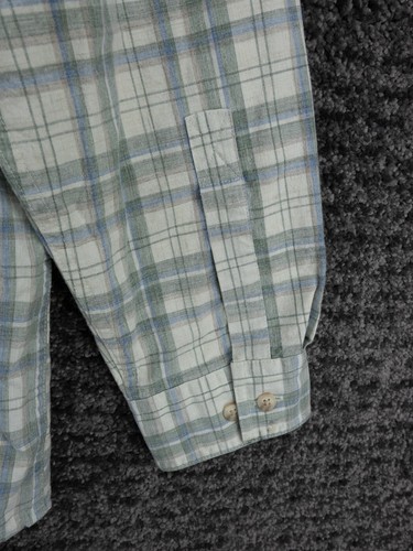 LL Bean Shirt Mens Large Ivory Plaid Plaid Traditional Fit Cotton Oxford Casual - Picture 11 of 11