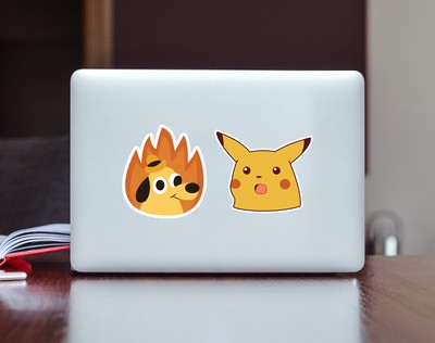 This Is Fine Dog In Fire Shocked Pikachu Face Funny Meme Sticker Decals