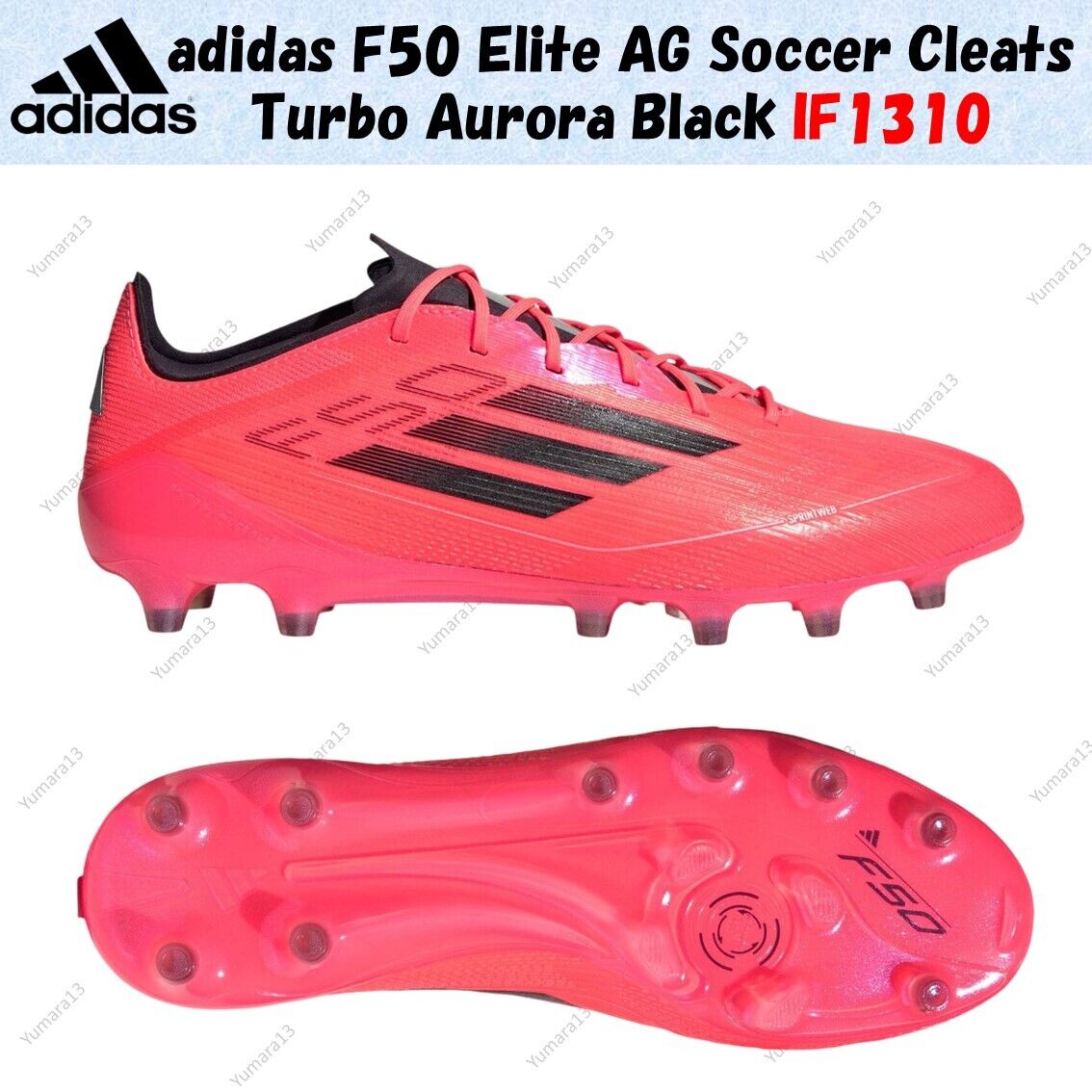 adidas F50 Elite AG Soccer Cleats Turbo Aurora Black IF1310 adidas F50 Elite AG Soccer Cleats Turbo Aurora Black IF1310