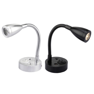 3W LED RV Bedside Light Gooseneck Cabinet Lamp Jewelry Spotlight Switch DC  12V