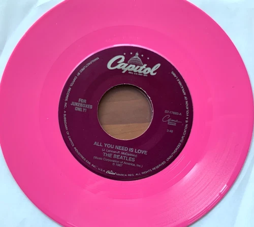 The Beatles - All You Need Is Love 7" single -pink vinyl -Jukebox - play-tested
