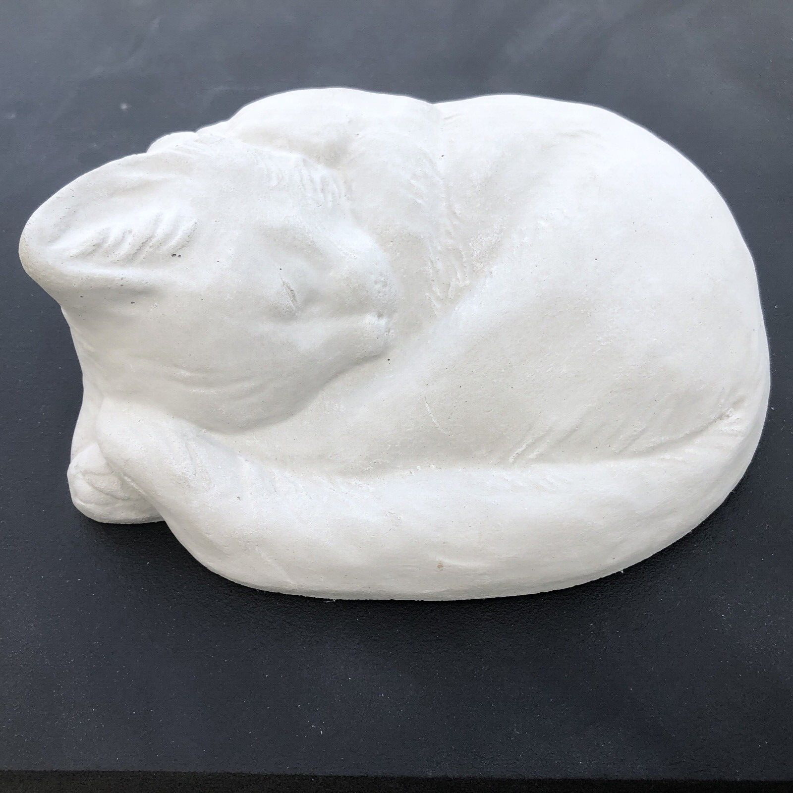 Concrete Cat Memorial Statue Sleeping Kitten Grave Marker in Gray