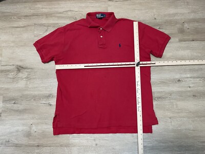 VTG Men's POLO Ralph Lauren Red Sz L Large Short Sleeve Cotton