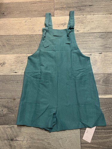 NWT Emery Rose green short overall romper with pockets size S