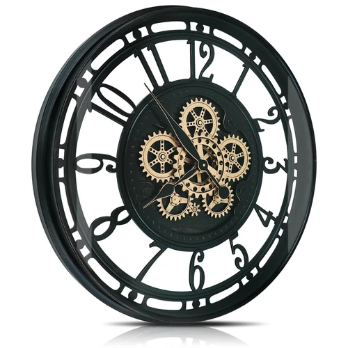 Real Moving Gears Wall Clock Large Modern Metal Clocks for Living Room Decor,...