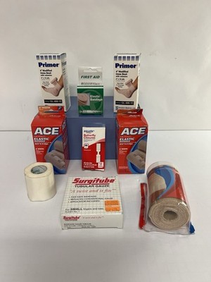 Mixed Lot First Aid Bandages ACE Wraps Unna Boot Surgitube Butterfly Closures