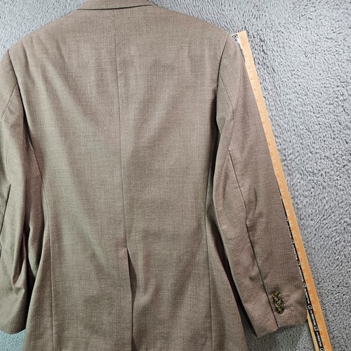Perry Ellis 42R 2PC Suit Blazer Men Pants 34x32 Poly Blend Light Brown - Picture 13 of 24