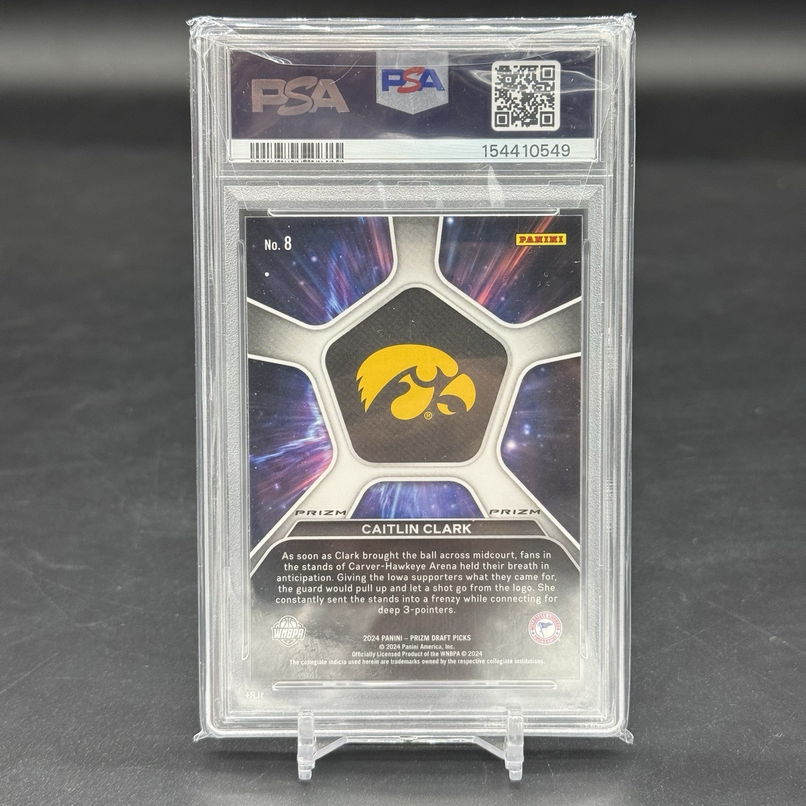 2024 Prizm Draft Picks Caitlin Clark Deep Space Silver Prizm Rookie Card PSA 10 view 2