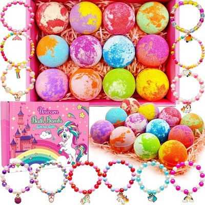 Unicorn Bath Bombs with Surprise Toys Inside for Kids Girls 3 4 5 6 7 8 Years...
