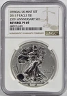 2011 P Silver Eagle 25th Anniversary Set Reverse PF69 Brown Label NGC