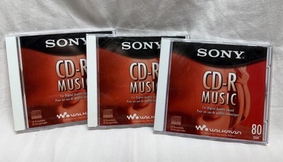 SONY CD-R Music Blank Discs With Cases 80min Digital Audio Disc. 3 Discs Total
