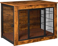 Dog Crate Furniture with Thick Cushion, Side End Table Wooden Dog Cage