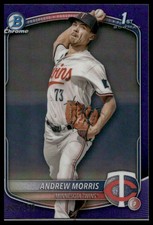 2025 Bowman Chrome Andrew Morris #BCP-90 Twins SN Purple Refractor