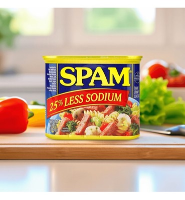 6 PK  Hormel Foods SPAM - 25% Less Sodium Canned Luncheon Meat 12 oz *BB:02/2028