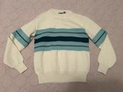 Vintage Mergers Ivory Green striped crew neck pullover sweater mens Small — photo 4