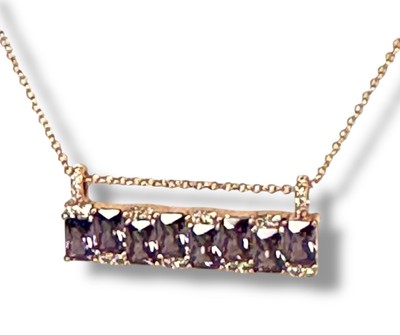 BP February 2025  Gorgeous Headlines  NK99493 Amethyst CZ Bar Rose Gold Plating