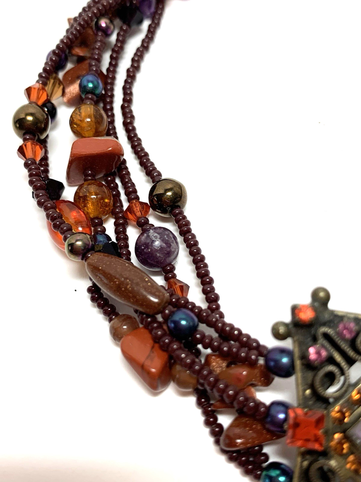 SORRELLI Signed Crystal Multi-Strand Necklace Cho… - image 3